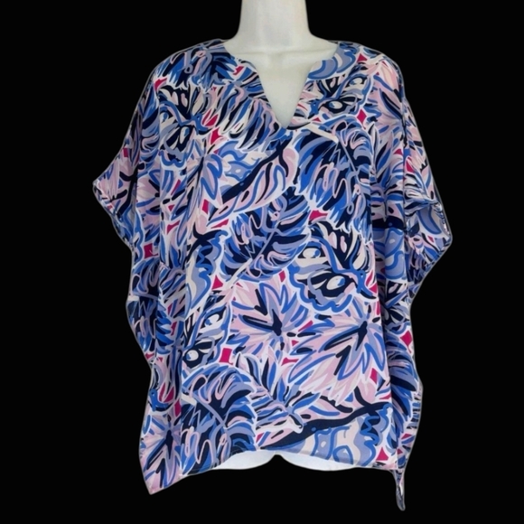 NWT Simple Southern Small Women's Blue and Pink Drape Multicolor Top/Coverup - Picture 8 of 16